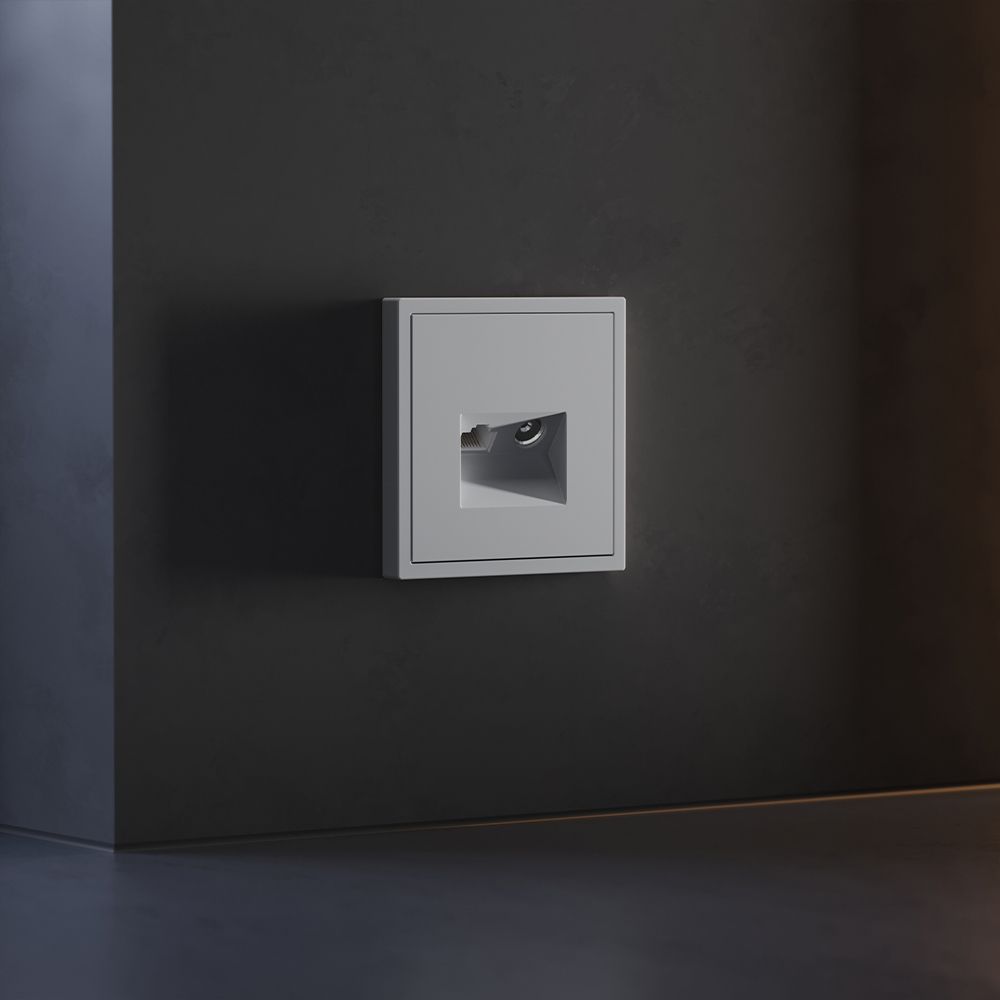 Накладка для розетки TV+RJ45 кат. 6, S70, серый Voltum VLS002716