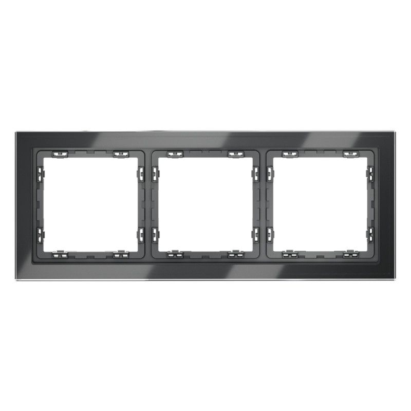 Рамка стеклянная Voltum S70 на 3 поста, графит, стекло Стекло/пластик  VLS110307