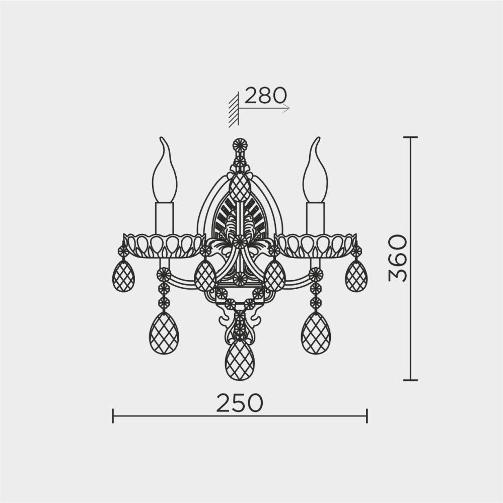 Бра 25*28*36 см, Е14 2x40W, Золото MODELUX ML.7003.2P