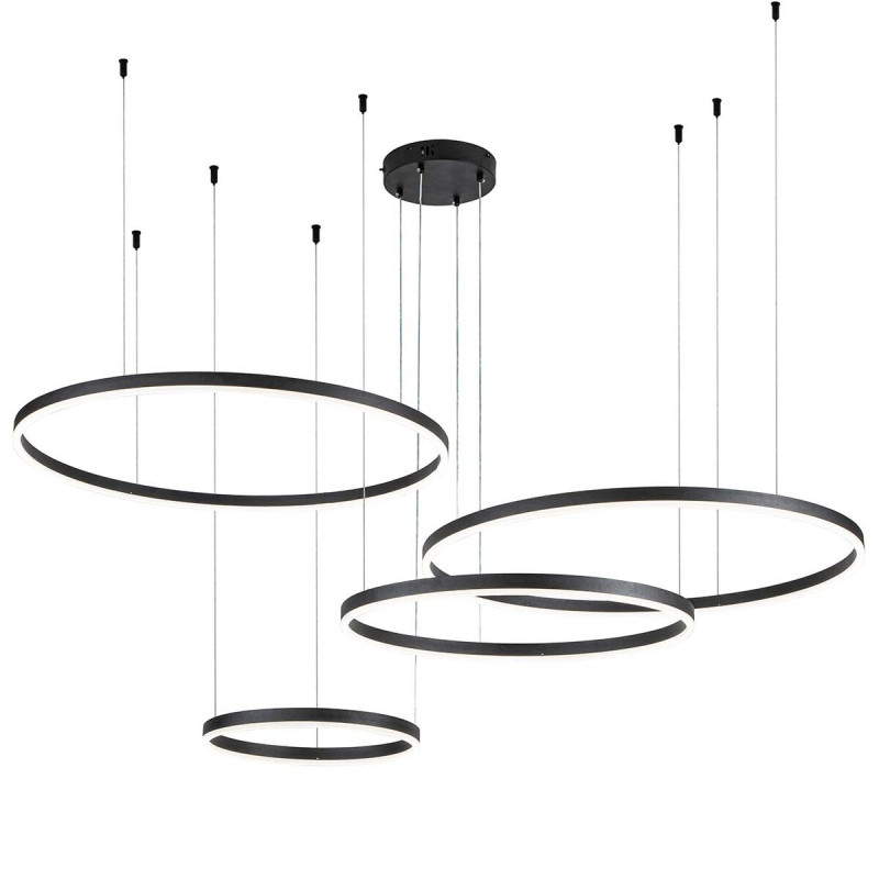 Подвесной светильник 1780*800*140/1240 мм, 4*LED 218W 3000-5700K черный Indigo Galass V000034L, 14001/4P Black