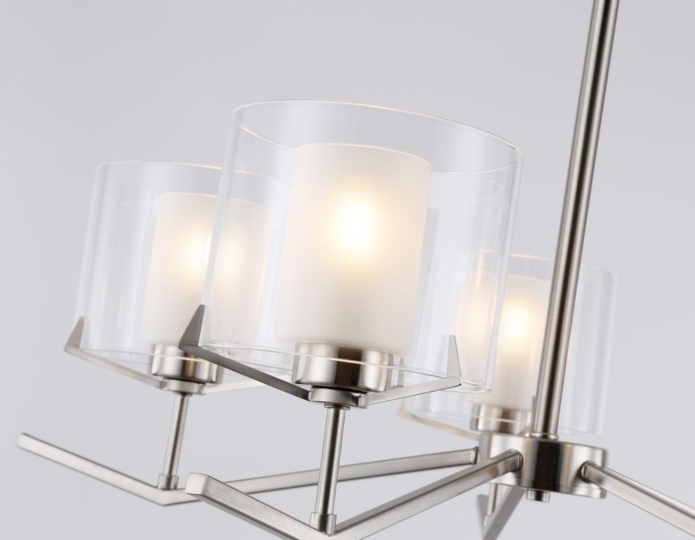 Люстра со стеклянными плафонами на штанге **39- см, 5*E14*40W, K, Ambrella Light High Light LH57001, никель