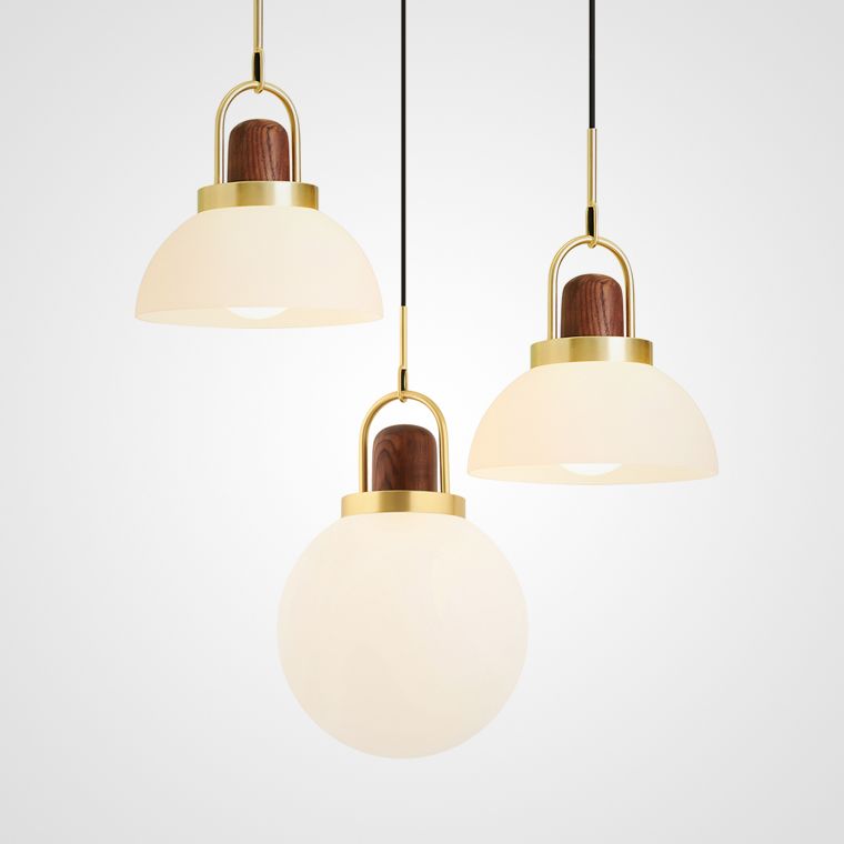 Подвесной светильник Arc Globe Полусфера D25 25*25*250 см, 1*E27*60W, ImperiumLoft 101295-26, Латунь, Дерево