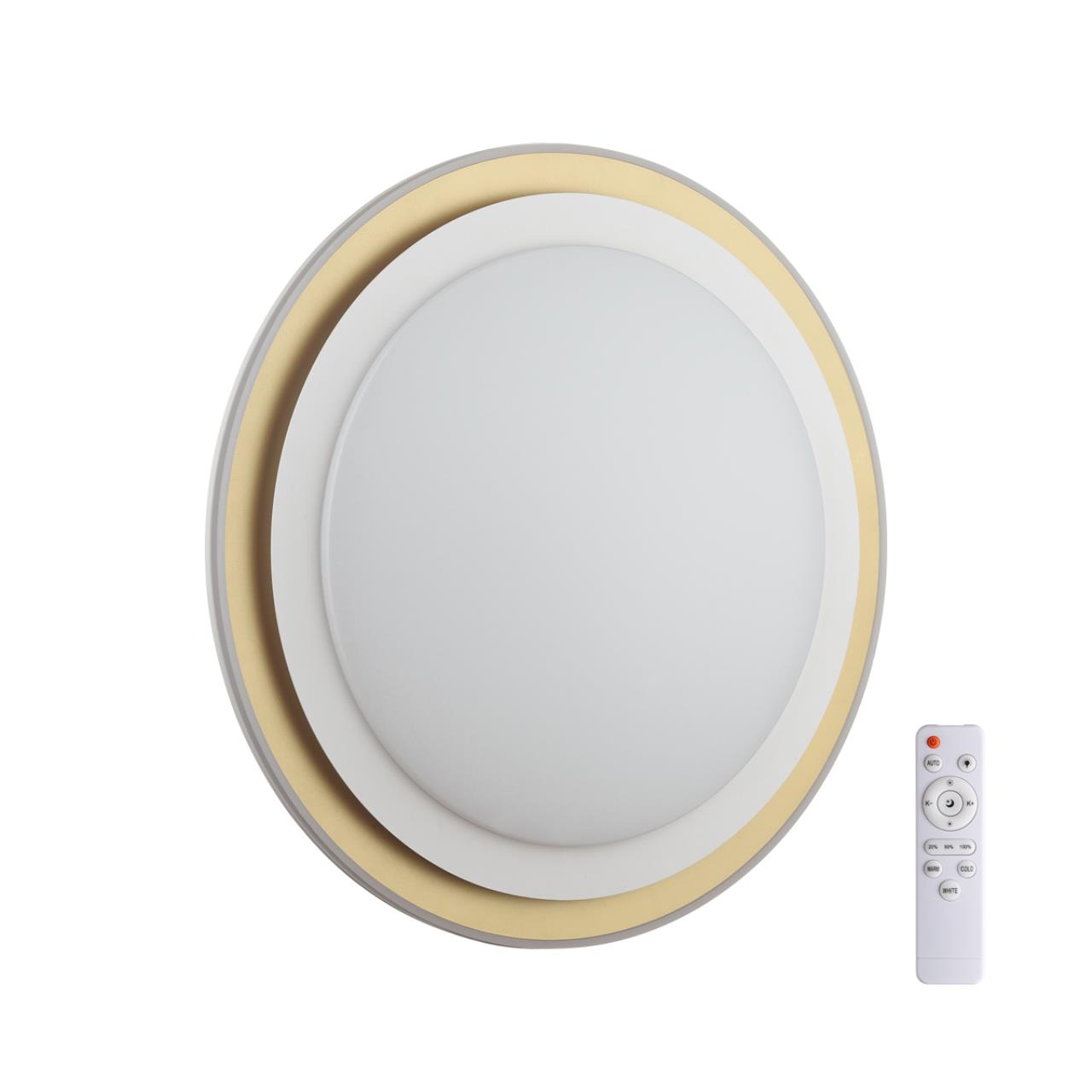 Cветильник 51*7 см, LED 72W, 3000-6000 К, IP43, белый/золотистый, пластик Sonex Setta, 7630/EL