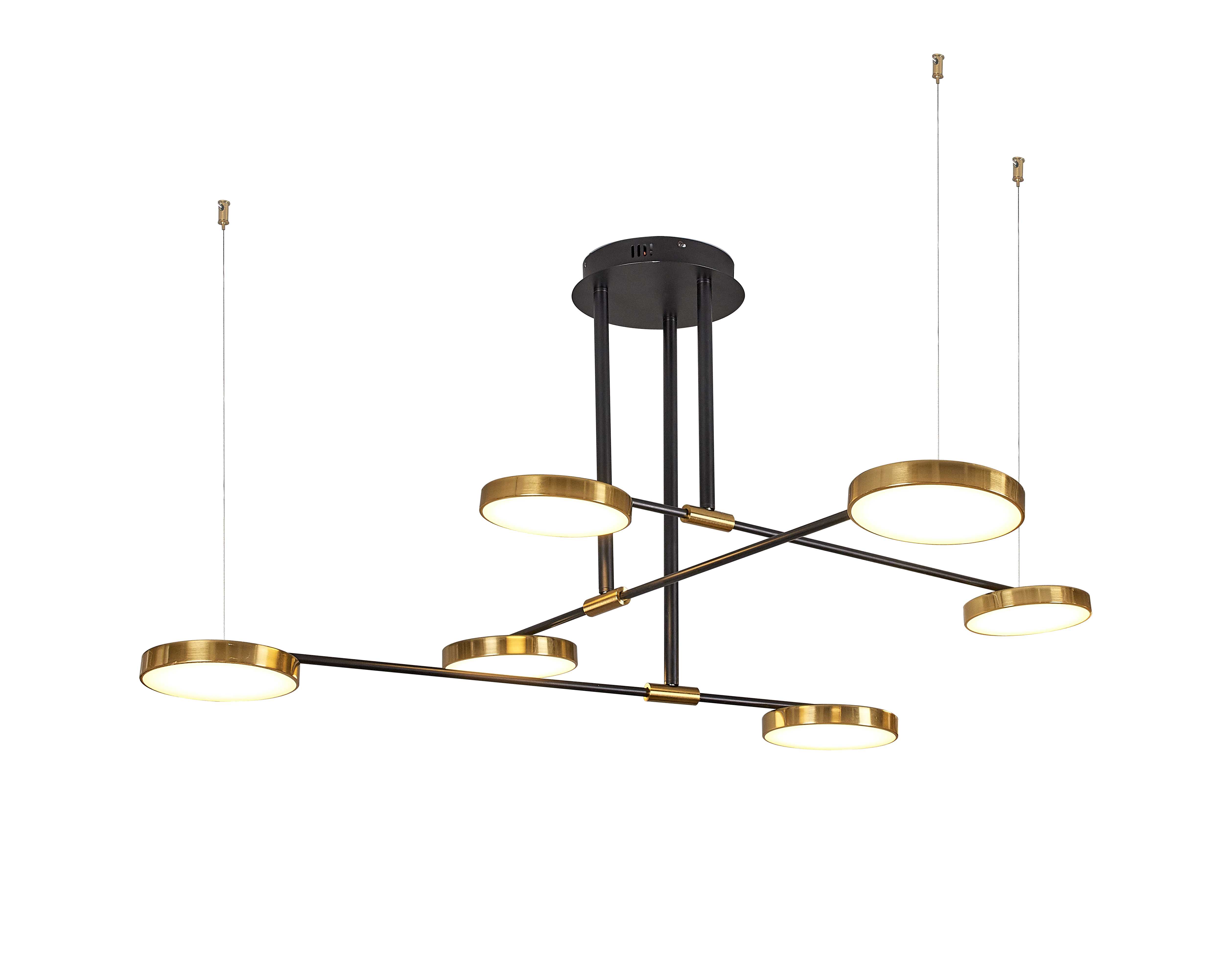 Люстра  1500*600, LED, 45W 4000K NewRgy LED 8028DW/6 BRASS+BLACK, BRASS+BLACK