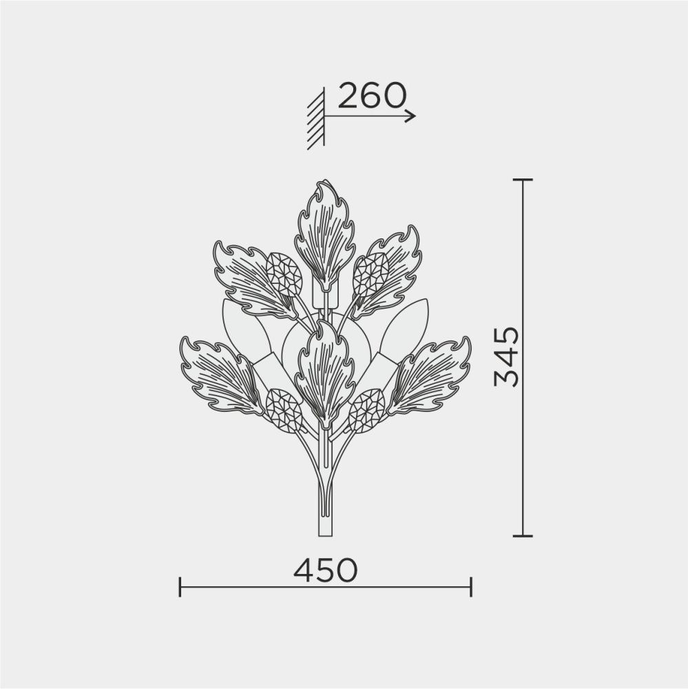 Бра 45*26*-34,5 см, 3*Е14*40W, Modelux  ML.6869.450 GD, Золото