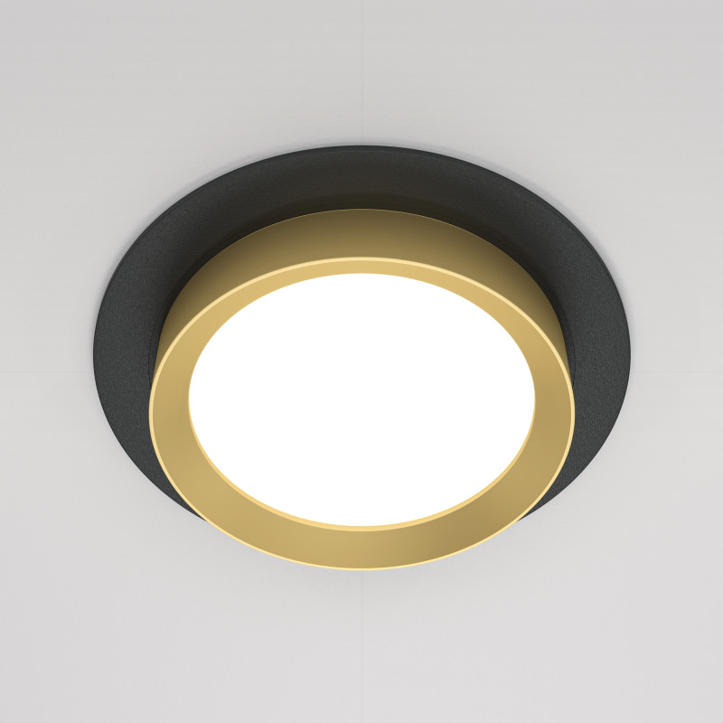 Светильник 11 см, Maytoni Downlight Hoop DL086-GX53-RD-BG, черный-золото