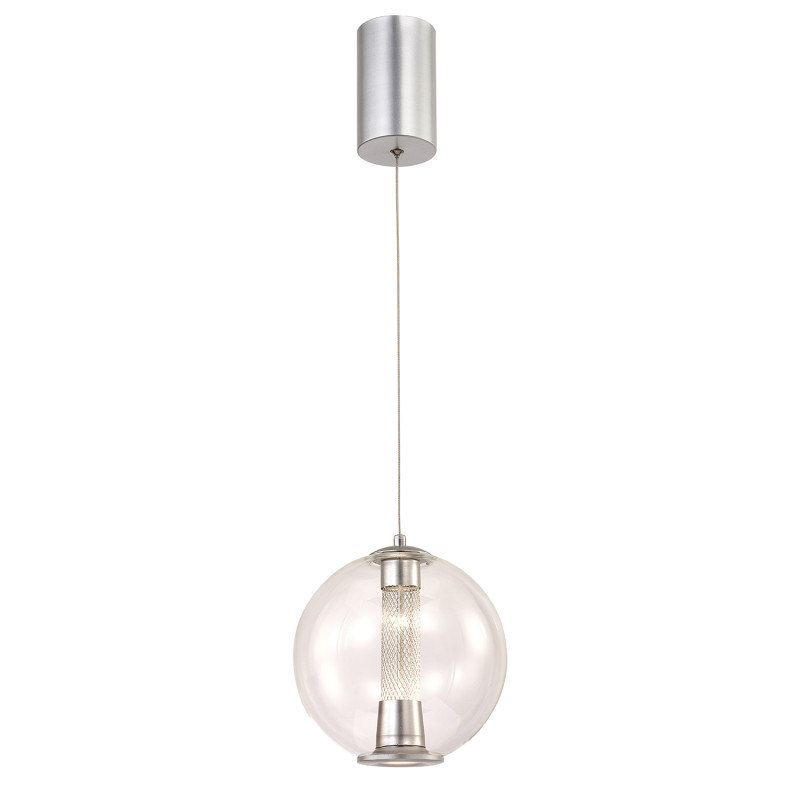 Подвесной светильник 20*135 см, 7W, Favourite Boble 4552-2P серебро, прозрачное стекло