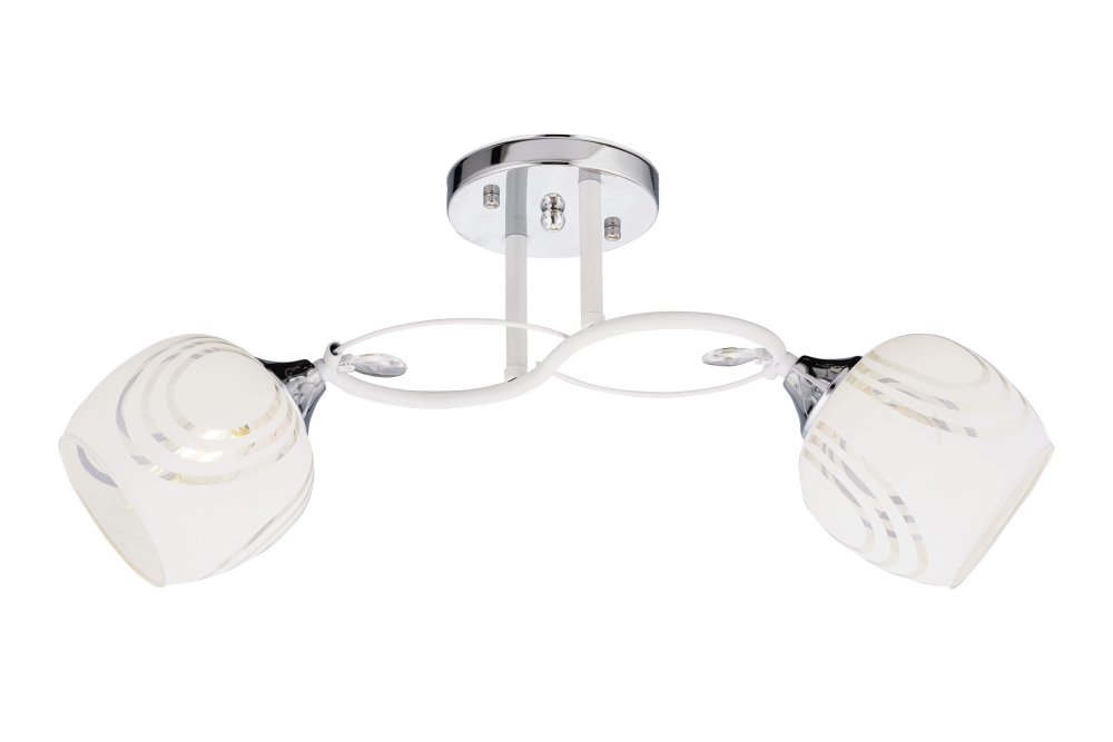 Люстра L560 x W130 x H220, мм, 2*40W (80W), WT+CH (Белый+Хром) Rilon 3771/2 WT+CH