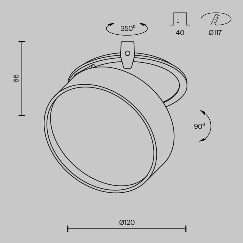 Светильник 12 см, 18W, 4000K, Maytoni Onda DL024-18W4K-BMG, золото-черный