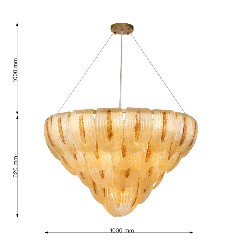 Подвесная люстра Favourite Flavus 3016-16P, D1000*H645/1620, матовое золото, декоративные лепестки из стекла двух цветов, выполненного по муранской технологии