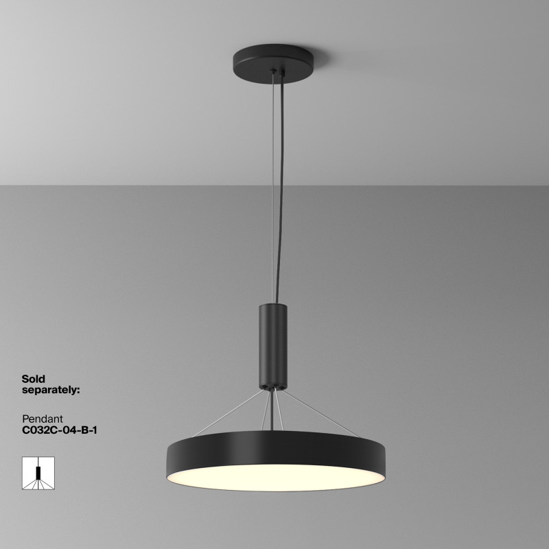 Накладной светильник 40*40*6 см, LED, 45W, 3000К, Maytoni Technical Zon C032CL-45W3K-RD-B черный