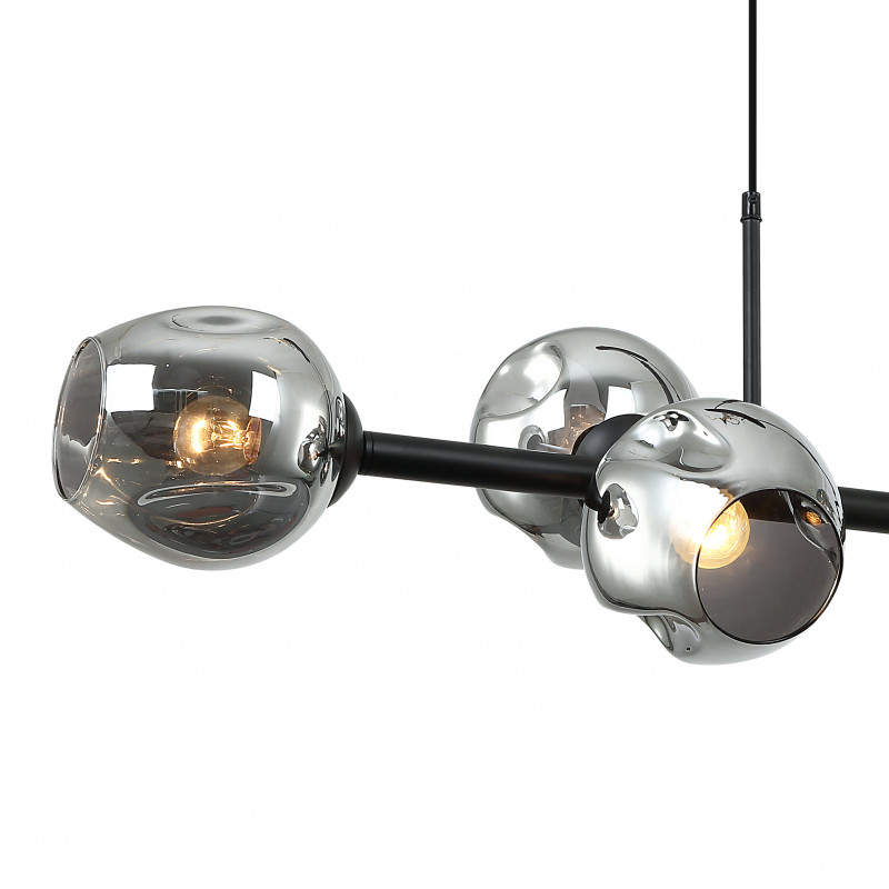 Подвесная люстра Favourite Traube 2361-6P, L980*W400*H300/1300, каркас черного цвета, серое зеркальное стекло