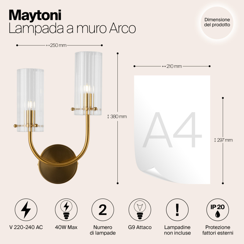 Бра Maytoni Neoclassic Arco MOD223WL-02BS1, латунь