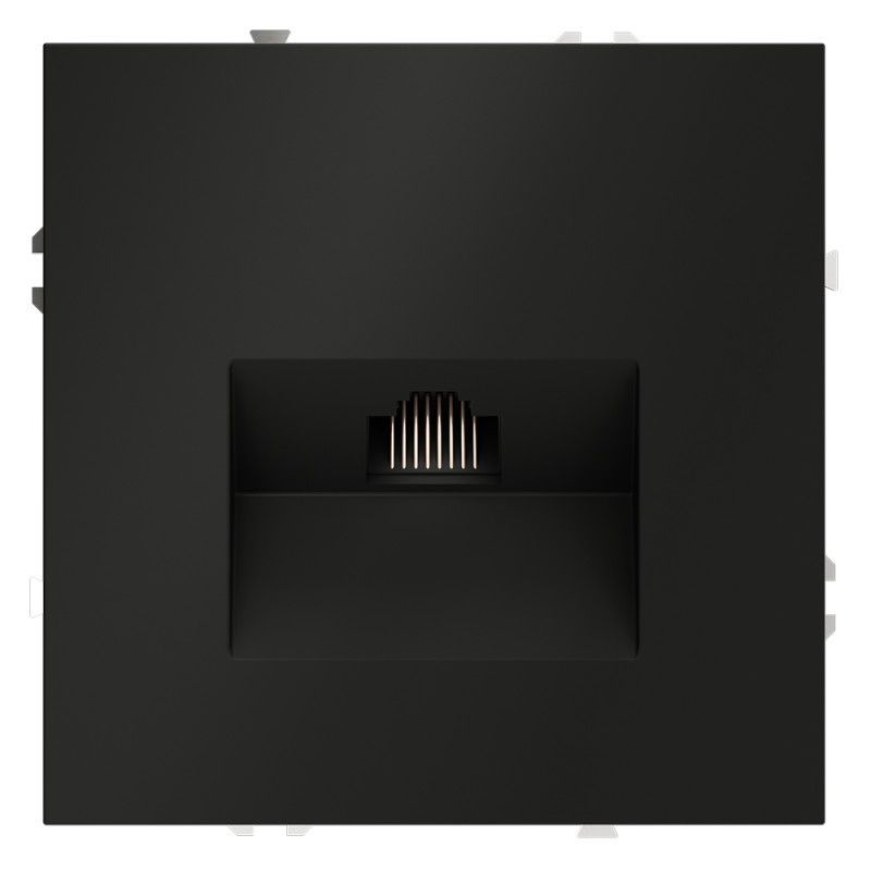 Розетка компьютерная встраиваемая Voltum S70 RJ45 кат.6, черный матовый пластик Soft touch VLS060108