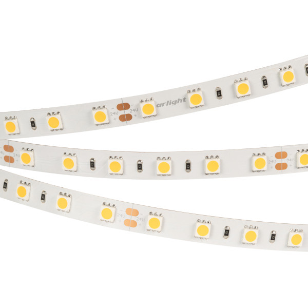 Лента RT-B60-10mm 24V Warm2400 (14.4 W/m, IP20, 5060, 5m) (Arlight, 14.4 Вт/м, IP20) 018099(2). Цена указана за 5 метров. Продается кратно 5 метрам.