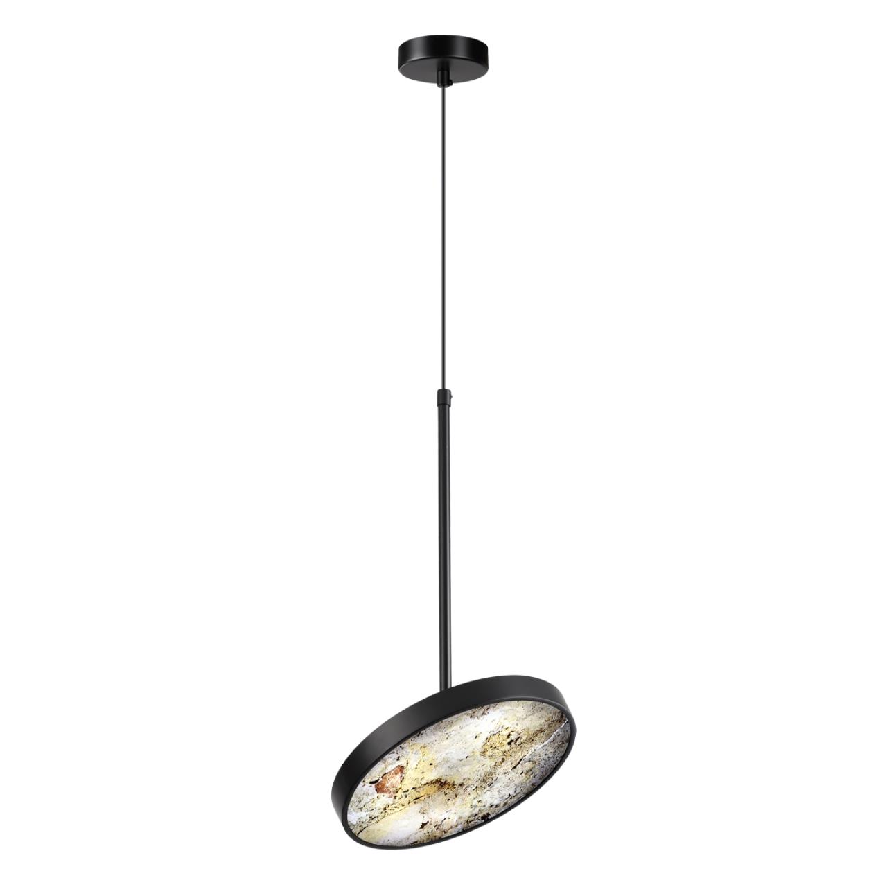 Подвес 23,6*23,6*180 см, LED 1*15W, 3000-4000-6000 К, Odeon Light Bergi 5064/15L, матовый черный/серо-бежевый