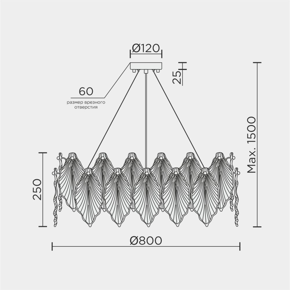 Люстра 80 см, 12*Е14*40W, Modelux  ML.2293.800 GD, Золото