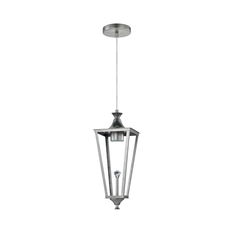 Подвес Favourite Lampion 4002-1P, L160*W160*H445/1445, вытянутый античного серебра, грани декоративного хрустального элемента эффектно переливаются в лучах света, лампу GU10 можно менять