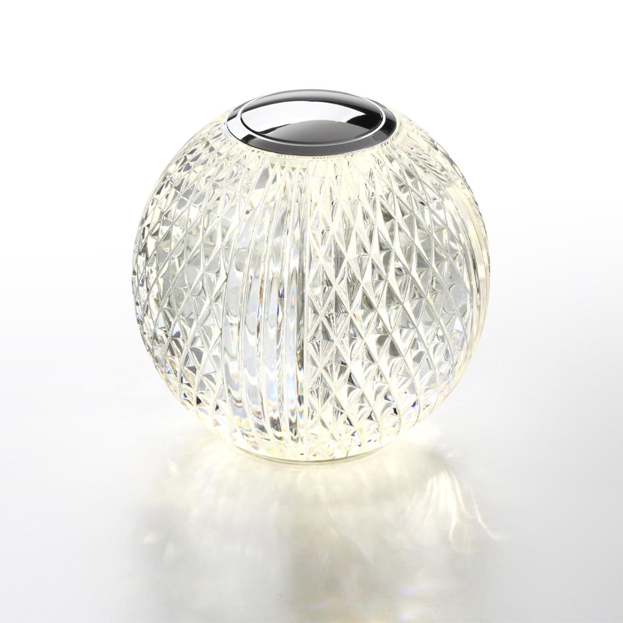 Настольный светильник 11*11*12 см, 1 LED*2W, 4000 К, Odeon Light Crystal, хром 5007/2TL