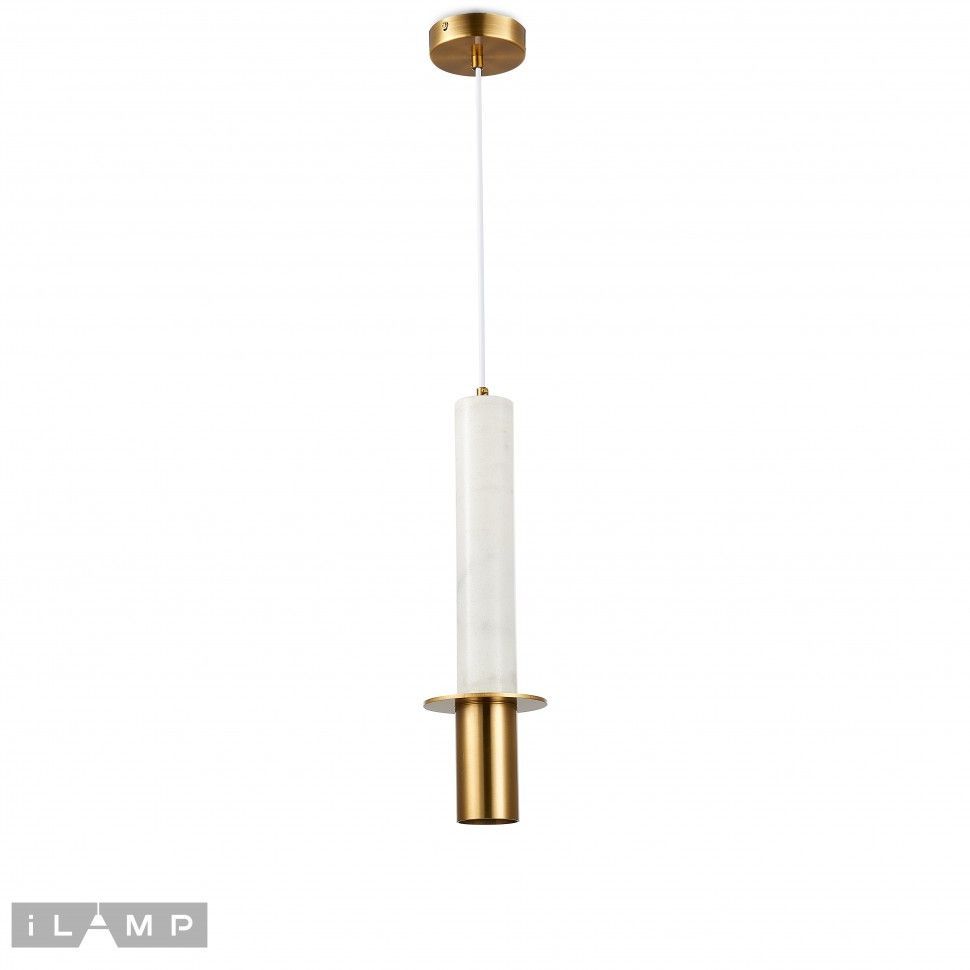 Подвесной светильник 10-140 см, 1*GU10*30W, iLamp Lofty 10705-1 WH-BR, Белый мрамор