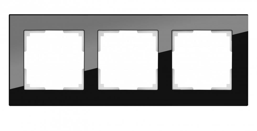 WL01-Frame-03 / Рамка на 3 поста (черный,стекло), 4690389063411