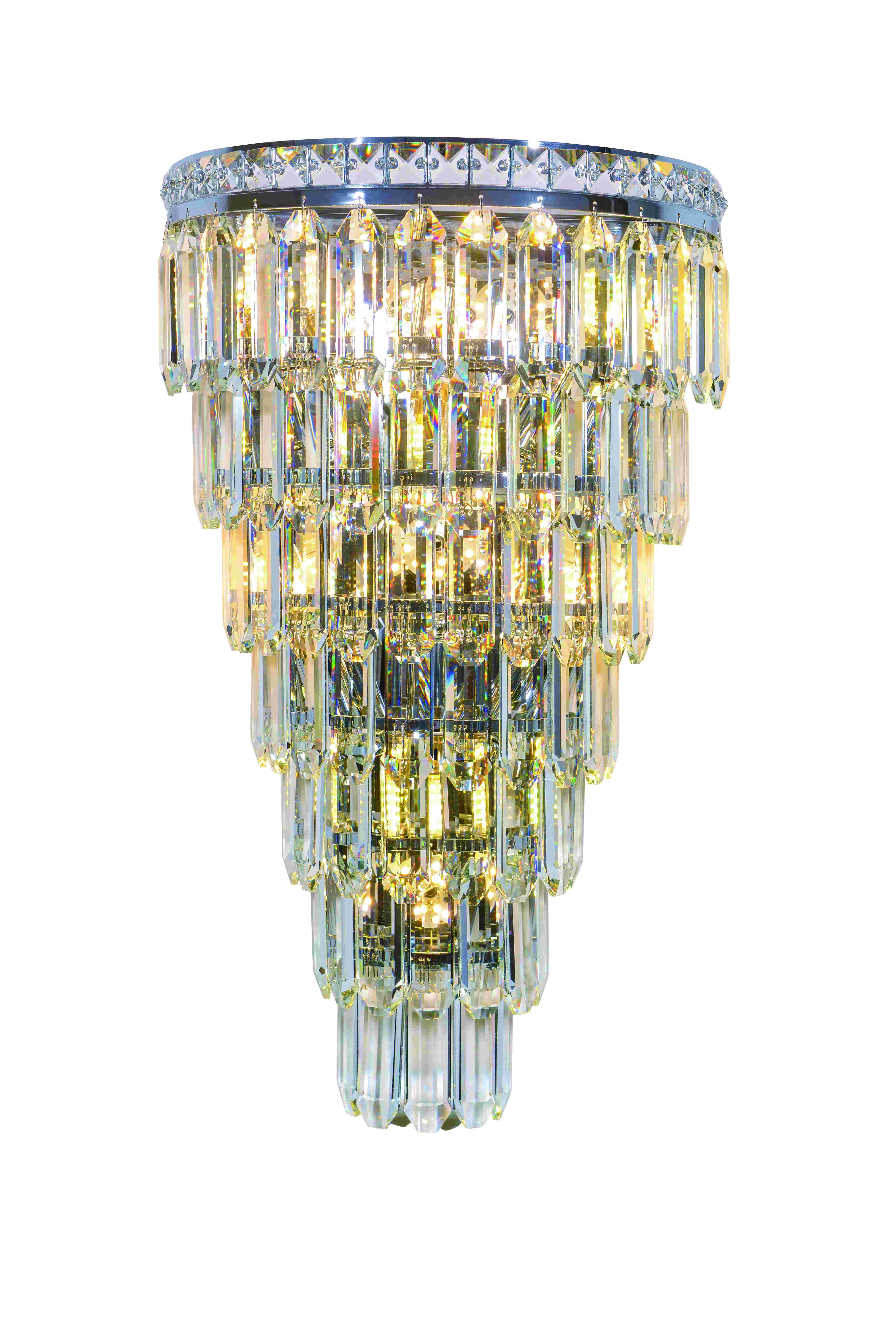 Бра 340*200*600, 6+4*E14+Led, 40W NewRgy Cristallo W2796R/6+4A CHROME+CLEAR, Хром+Прозрачный