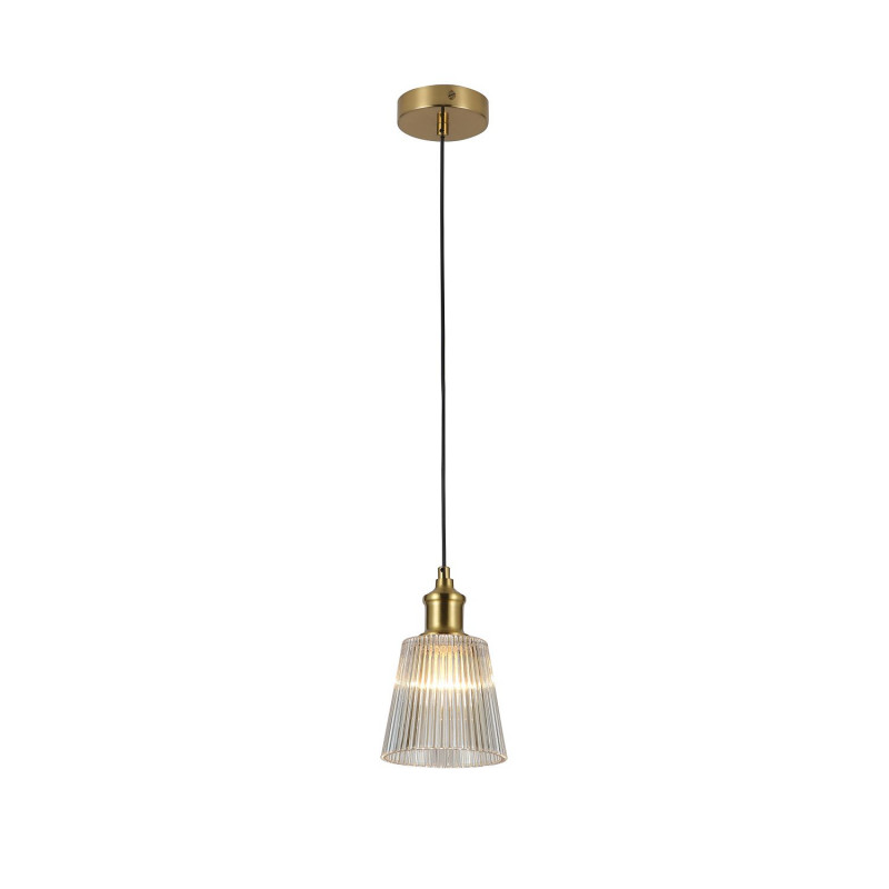Подвес Favourite Copita 2777-1P, D130*H200/1450, Каркас медного цвета, плафон из прозрачного рифленого стекла
