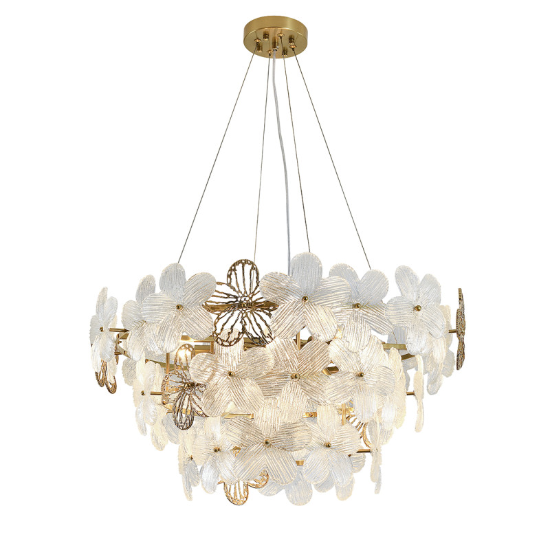 Подвесная люстра 65*65*134 см, 8*E14, 480W, Indigo FIORI V000555 бронзовый, 12049/8P Brass