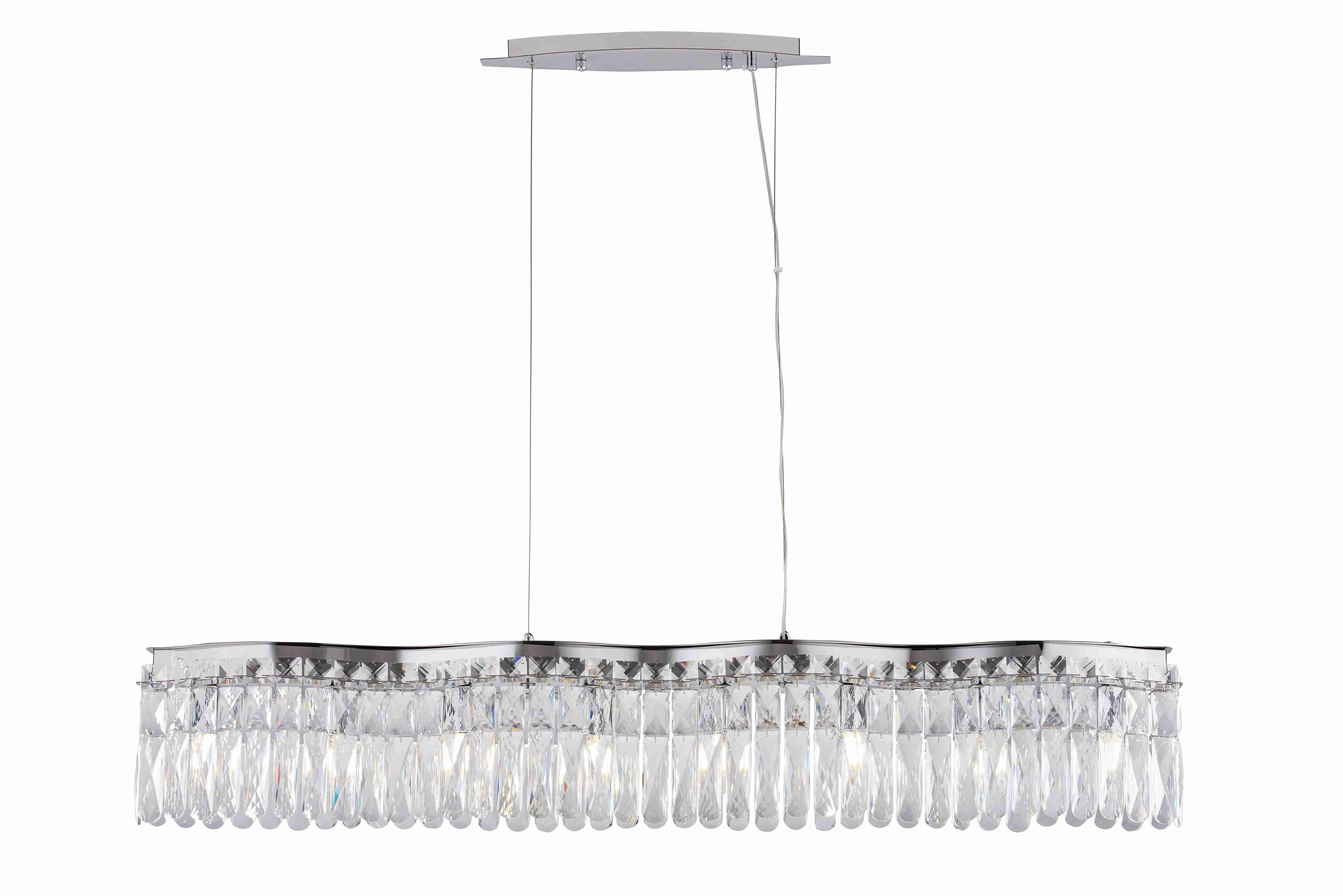 Люстра 1220*140*230-700, 8*E14, 40W NewRgy Cristallo 5683R/8A CHROME+CLEAR, Хром+Прозрачный