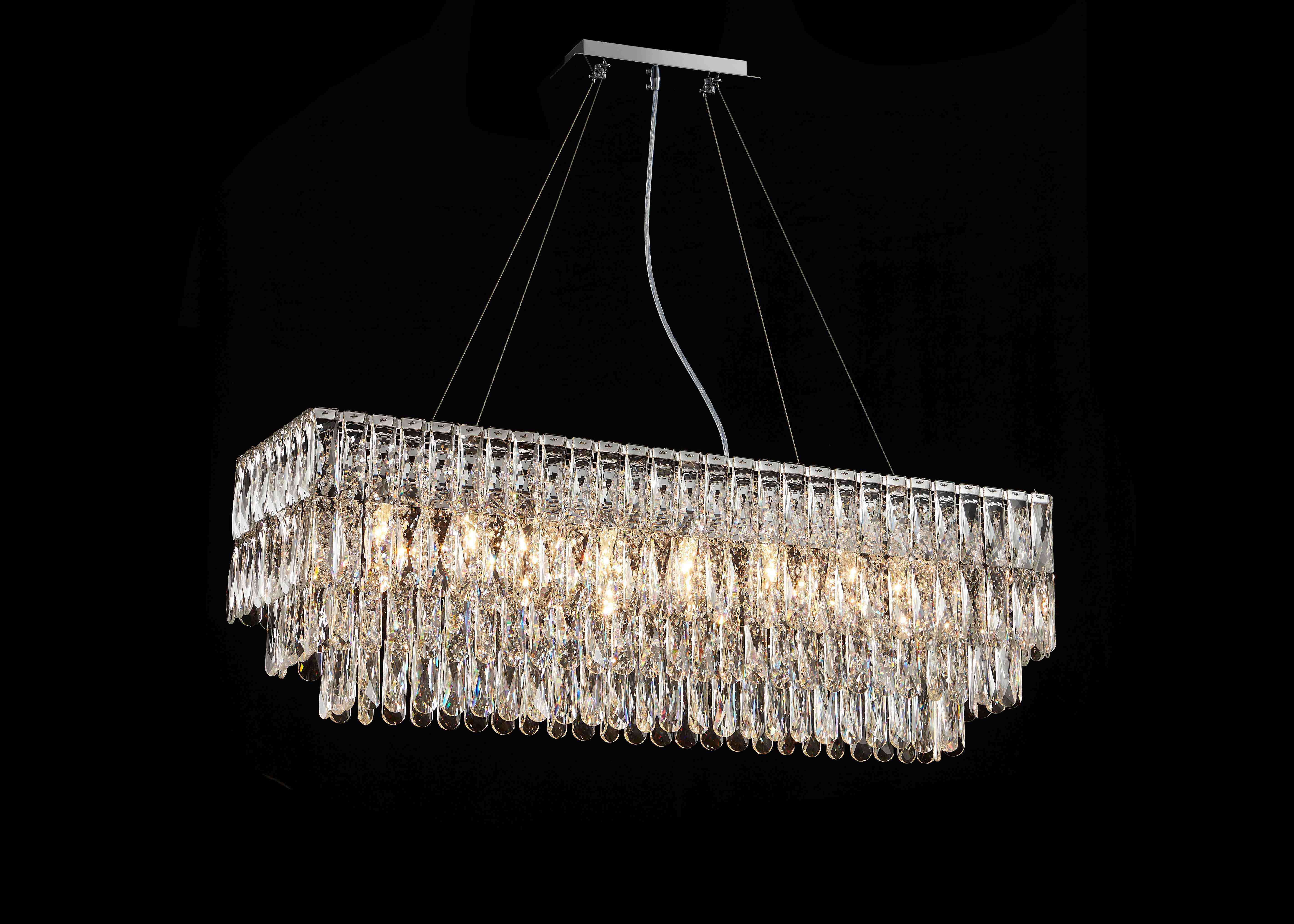 Люстра  1000*300*340, 8*E14, 40W NewRgy Cristallo NW075-L1000*W300*H340 RECTANGLE CHROME, Хром