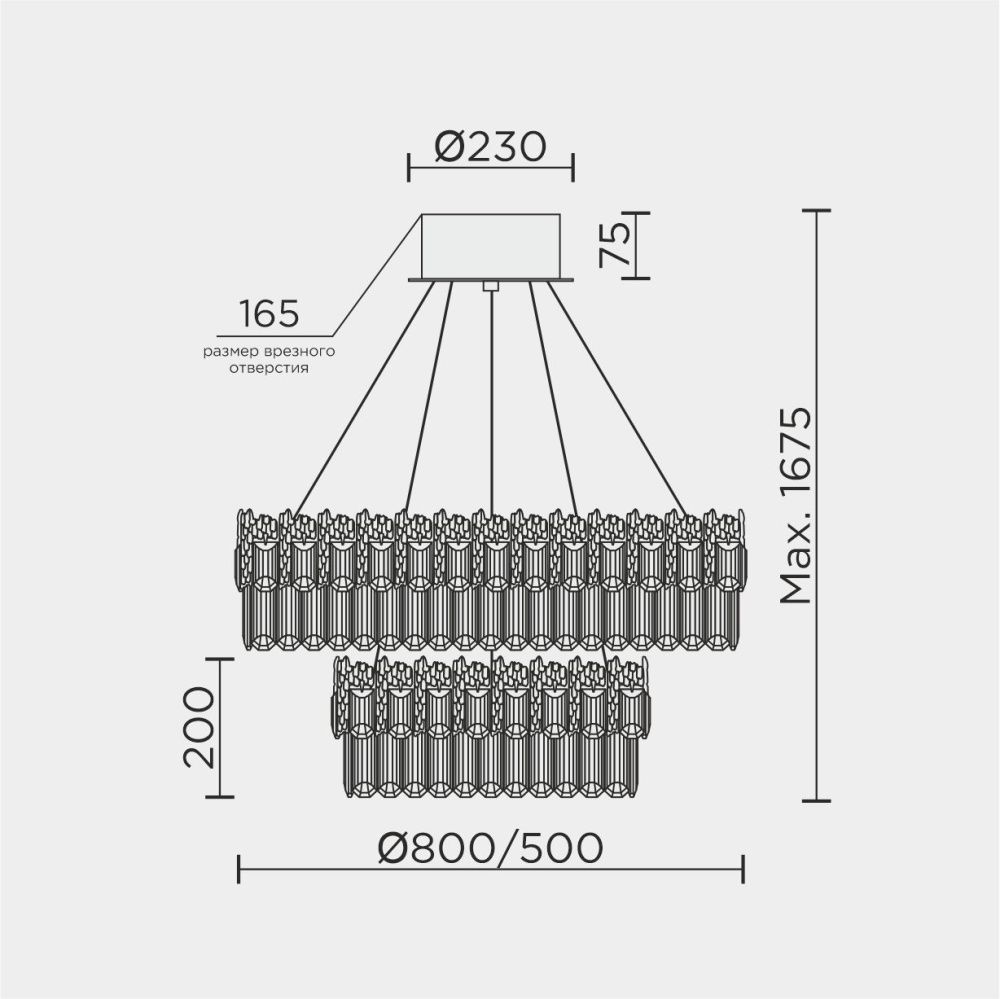 Подвесная люстра 80*50/120 см, LED 210W MODELUX ML.830.800.500 GD золото