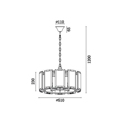 Подвесная люстра  51*120 см, 5*E14 античная бронза Vele Luce Sorrento VL3004P05