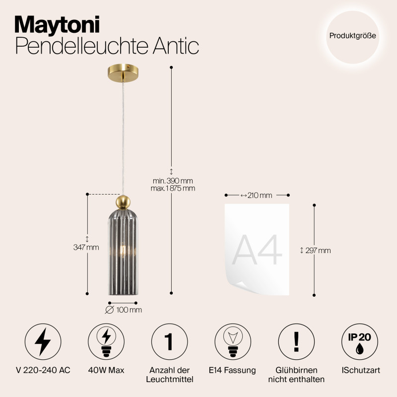 Светильник 10 см, Maytoni Antic MOD302PL-01GR, латунь
