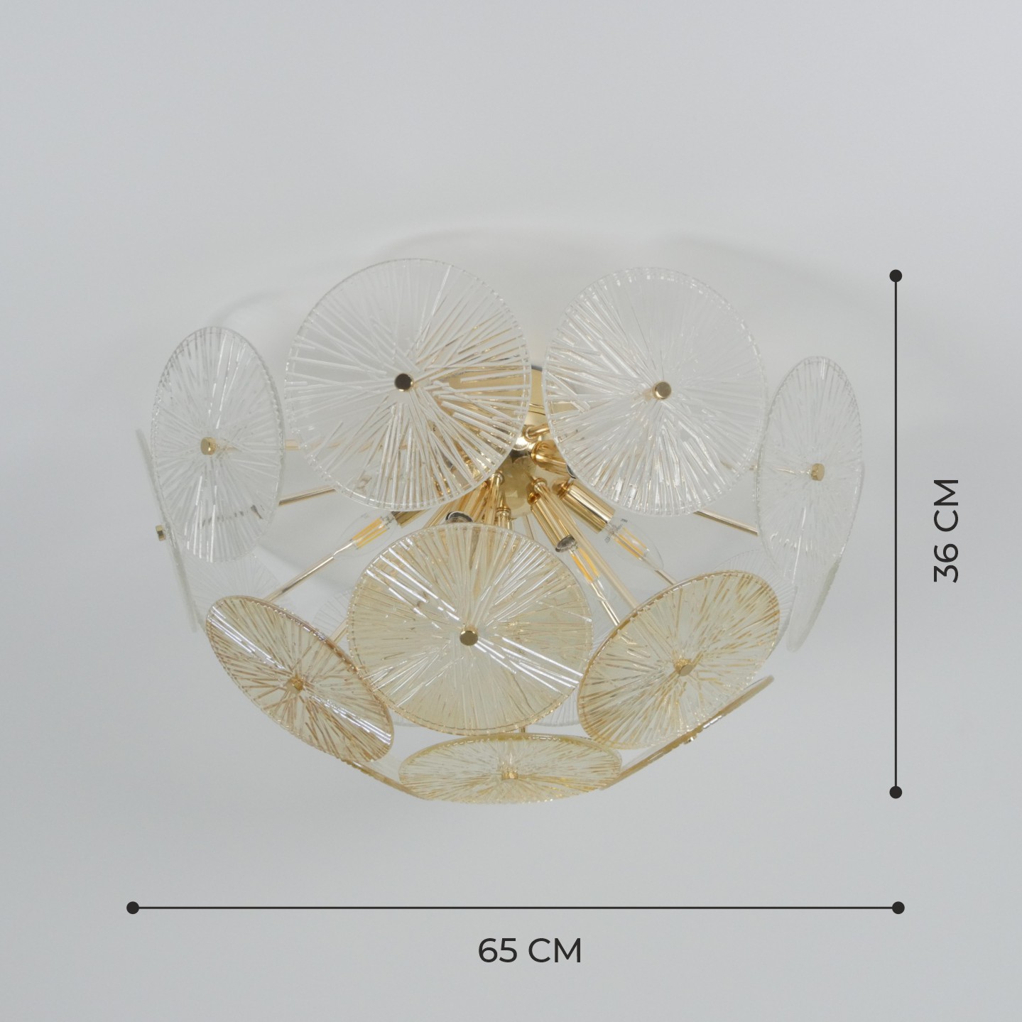 Светильник потолочный ElegantLight DZN-9137 GOLD / ЗОЛОТО D650/H360/8/E14/40W DAISY 22-10 (1)