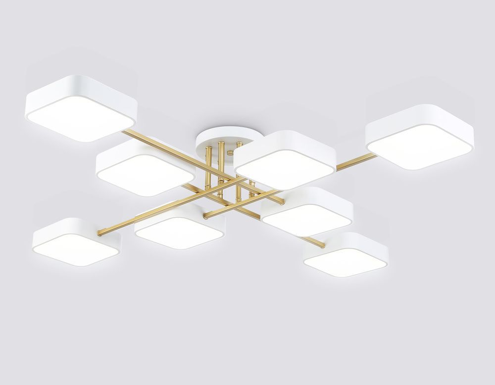 Люстра светодиодная на штанге 106*106*15- см, **W, 3000-6000K, Ambrella Light Comfort FL516346, белый, золото