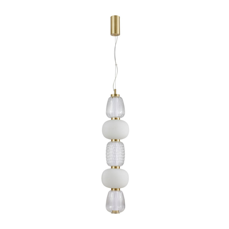 Подвес Favourite Bella 4057-2P, D170*H900/2100, золота, плафоны в виде бусин разнообразных форм из выдувного стекла двух видов - прозрачного и цвета опала