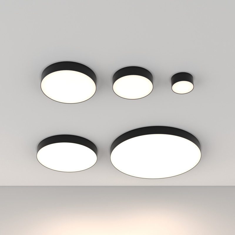 Накладной светильник 60*60*6 см, LED, 90W, 4000К, Maytoni Technical Zon C032CL-90W4K-RD-B черный