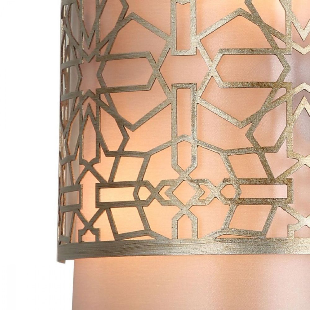 Бра F-Promo Arabesco 2912-2W, D180*W160*H300, матового серебра, плафон из серебристо-серой ткани, декоративный элемент в виде узорной пластины матового серебристого цвета