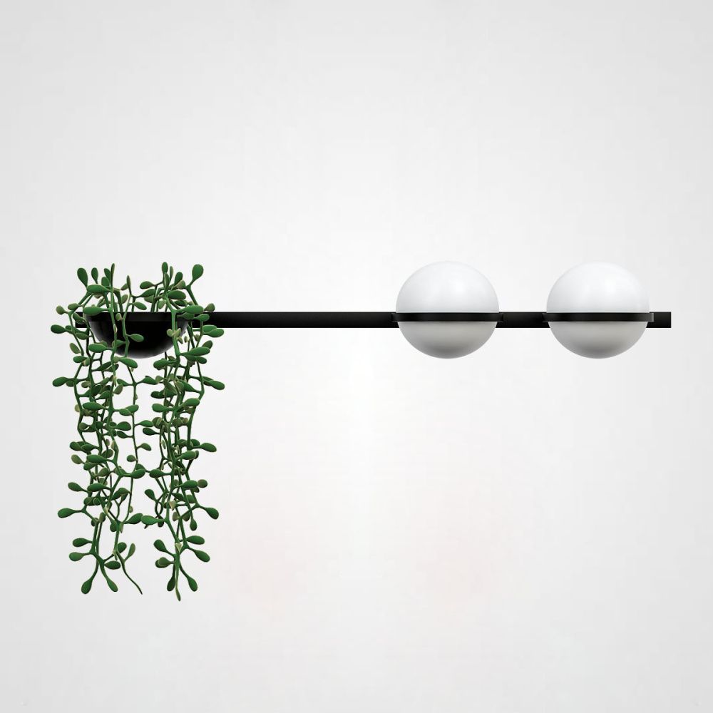 Бра PALMA Wall lamp 2 шара + 1 вазон горизонтальная 120*25*22 см, 2*LED*9W, 3000, 4000, 6000K, ImperiumLoft 22.93726, Серый