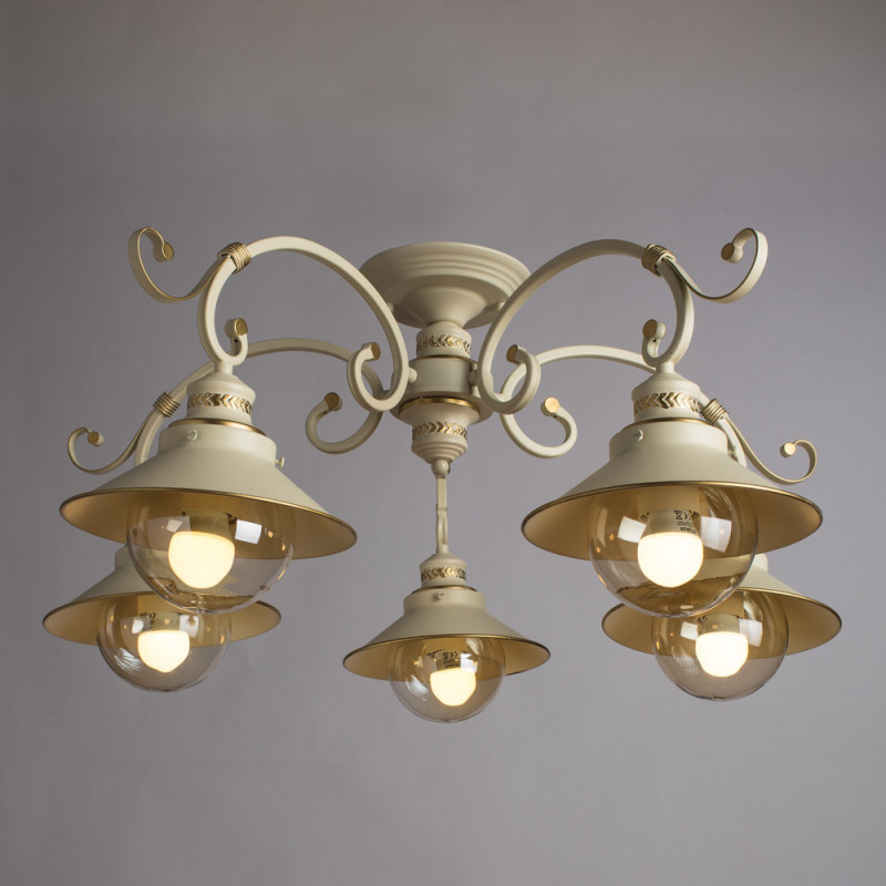 Люстра Arte Lamp A4577PL-5WG, диаметр 75 см, белый с золотом