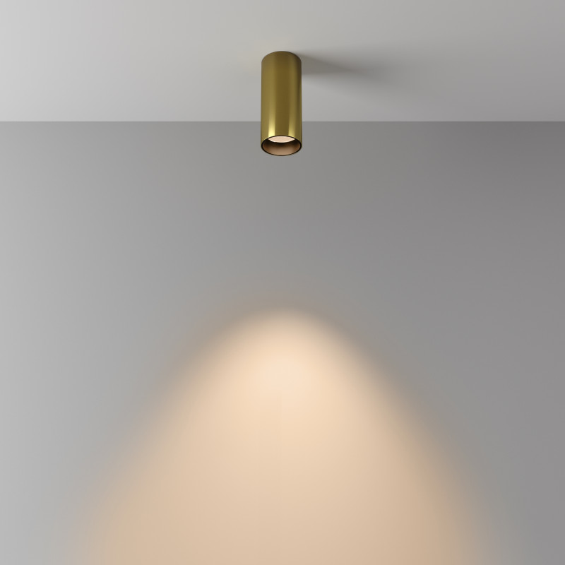 Накладной светильник 5,2*5,2*12,5 см, LED, 12W, 3000К, Maytoni Technical FOCUS LED C056CL-L12W3K-W-BS латунный