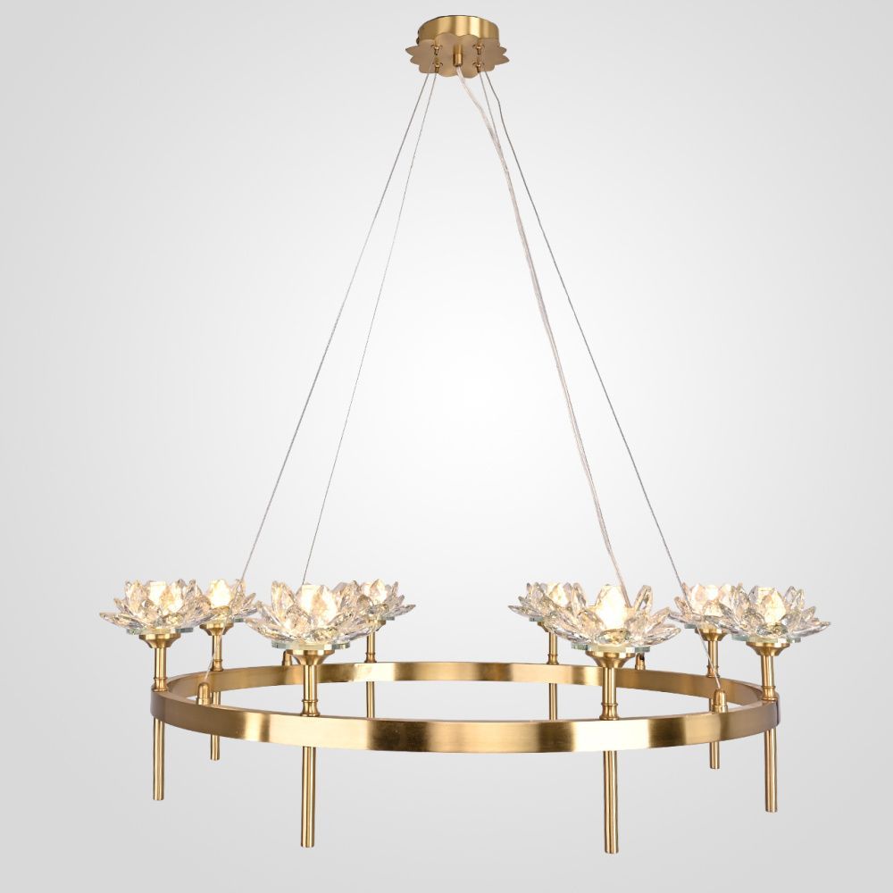 Подвесная люстра LOTOS D80 8 lamps 80*80*20 см, 8*G9*40W, ImperiumLoft LOTOS01, Латунь