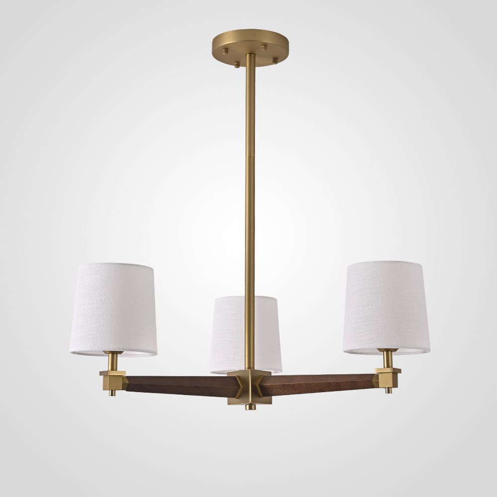Люстра на штанге Jorgenson D70 White/Dark wood 70*70*60 см, 3*E27*60W, ImperiumLoft STAVRA01, Тёмное дерево, Золотистый