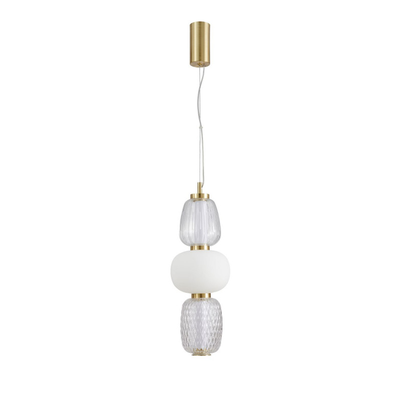 Подвес Favourite Bella 4057-1P, D170*H630/1830, золота, плафоны в виде бусин разнообразных форм из выдувного стекла двух видов - прозрачного и цвета опала