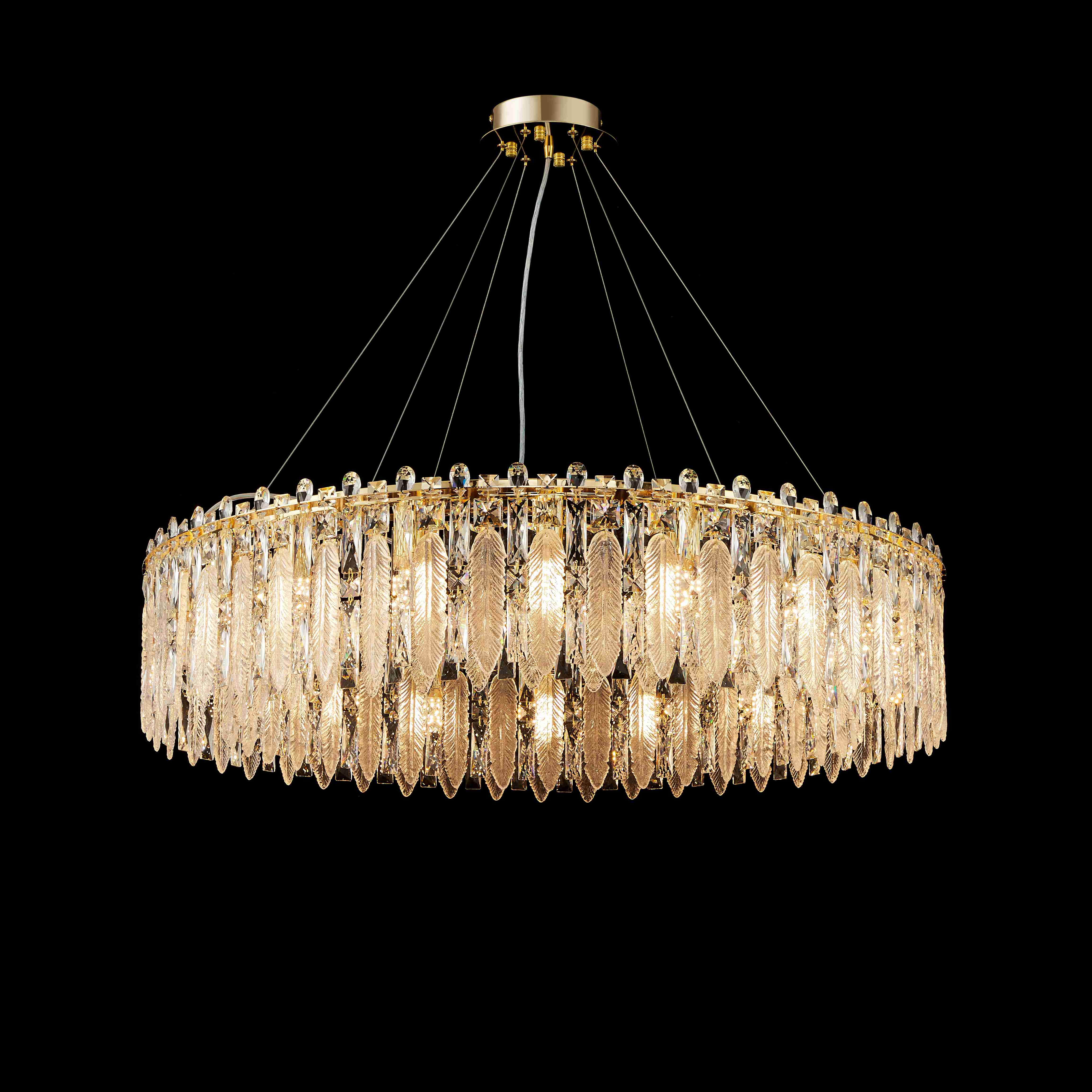 Люстра 1000*250, 12*E14, 40W NewRgy Cristallo NW177-ф1000*H250 H GOLD, H GOLD