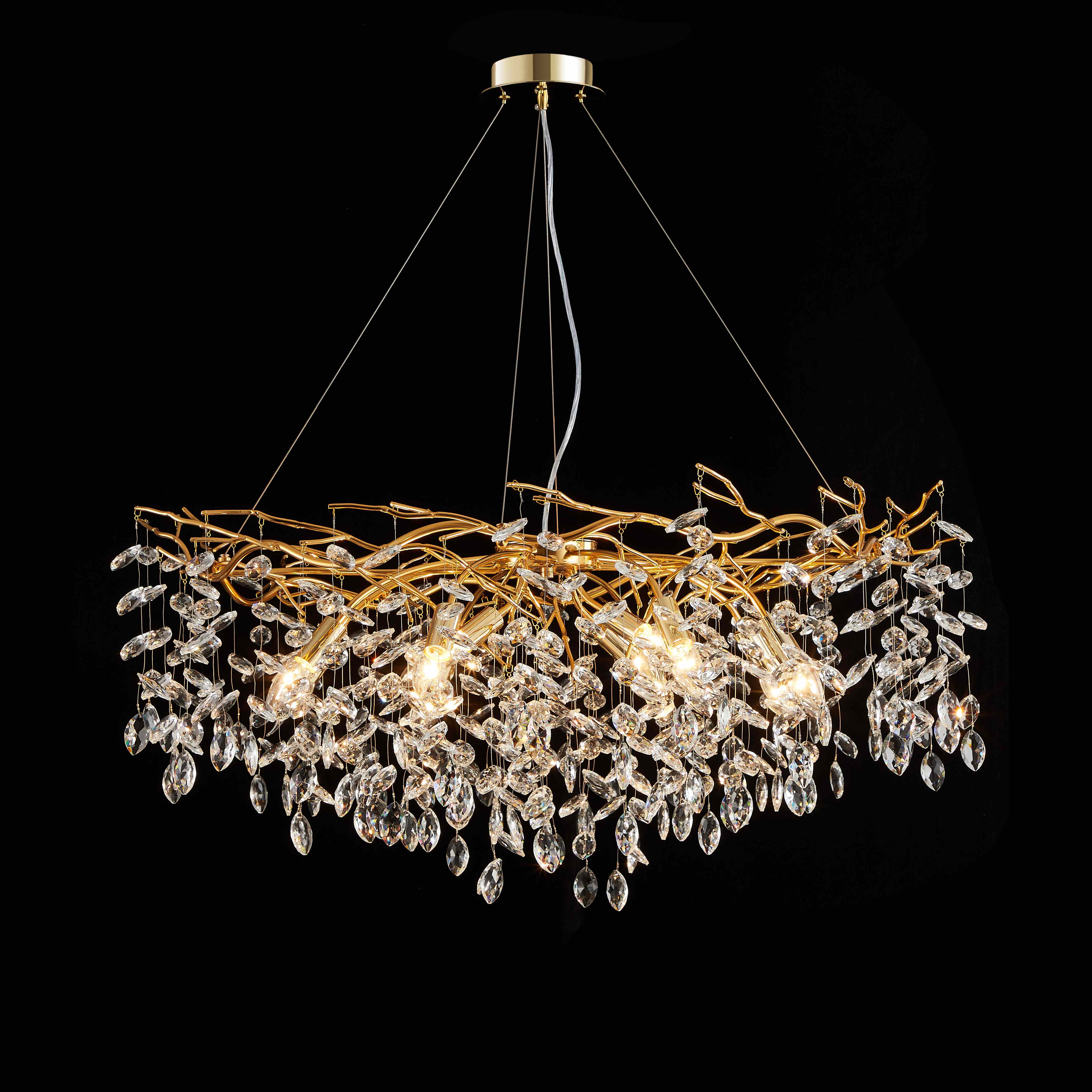 Люстра 1000*480, 12*E14, 40W NewRgy Cristallo NW011-ф1000*H480 H GOLD, H GOLD