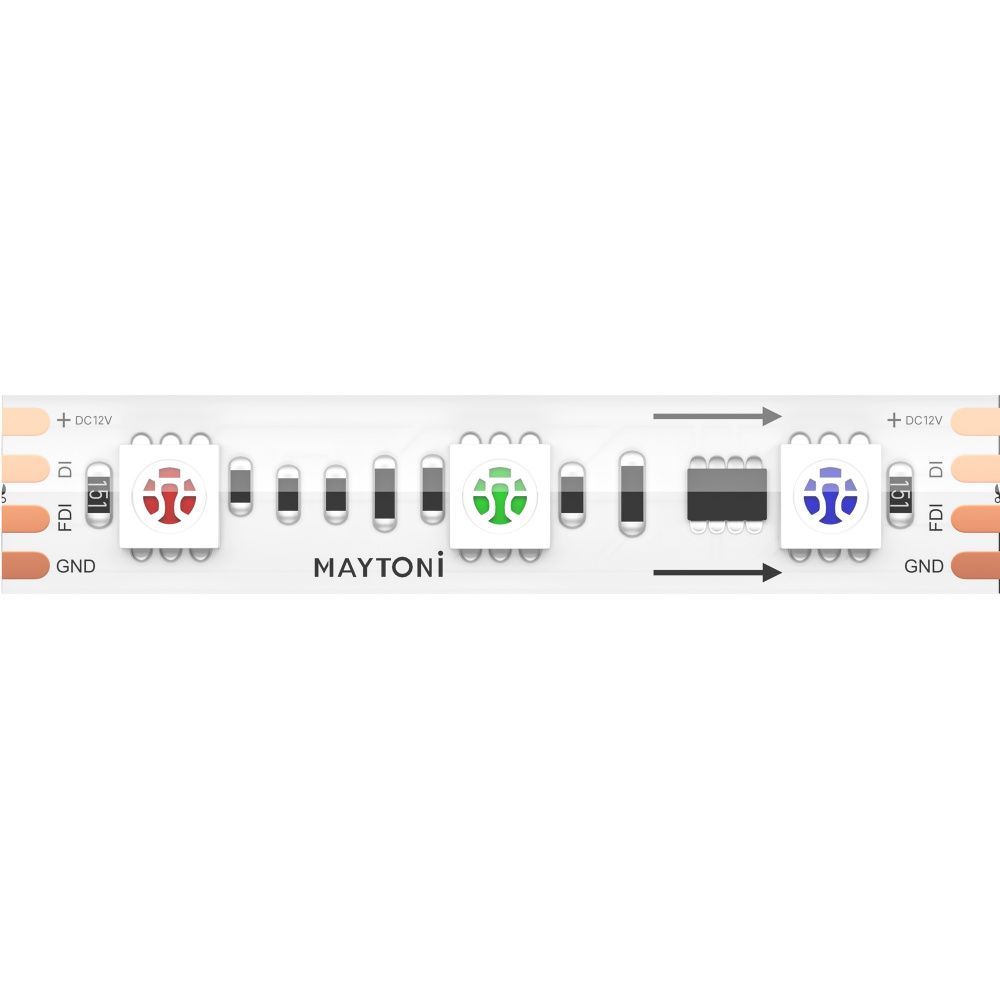 Светодиодная лента 12V 5050 14,4Вт/м RGB 5м IP 67 201244, 500 см, Maytoni SPI 201244, цена за метр, катушкой по 5 м