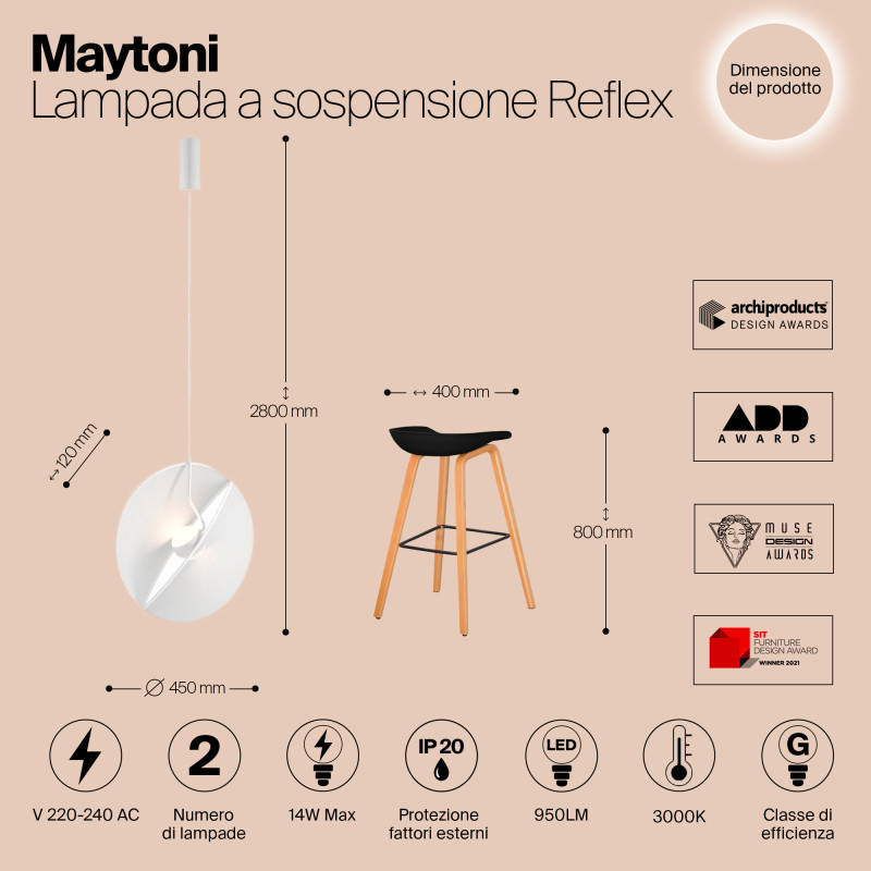 Подвесной светодиодный светильник Maytoni Reflex MOD154PL-L6W3K