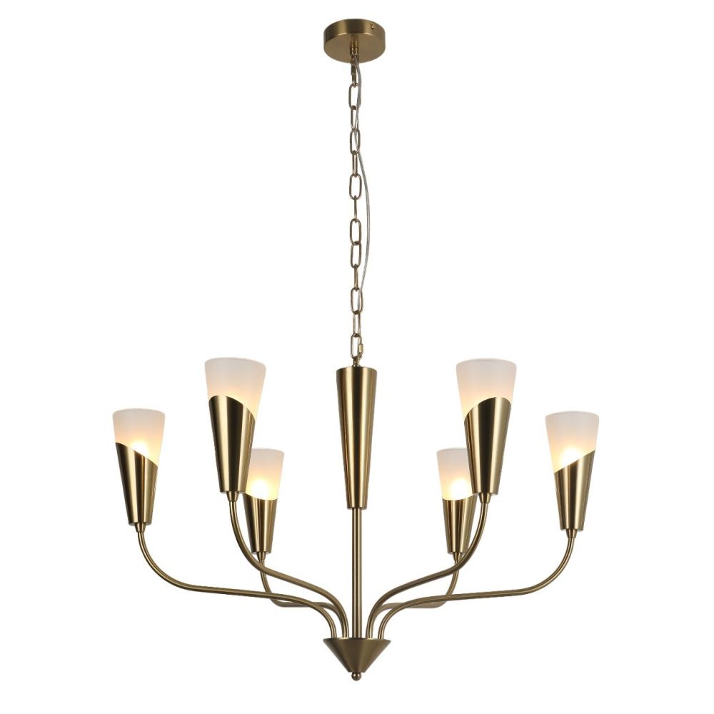 Люстра 75*75*48 см, 6*E14 Gerhort G31219/6BRS BRS+WT, Бронза