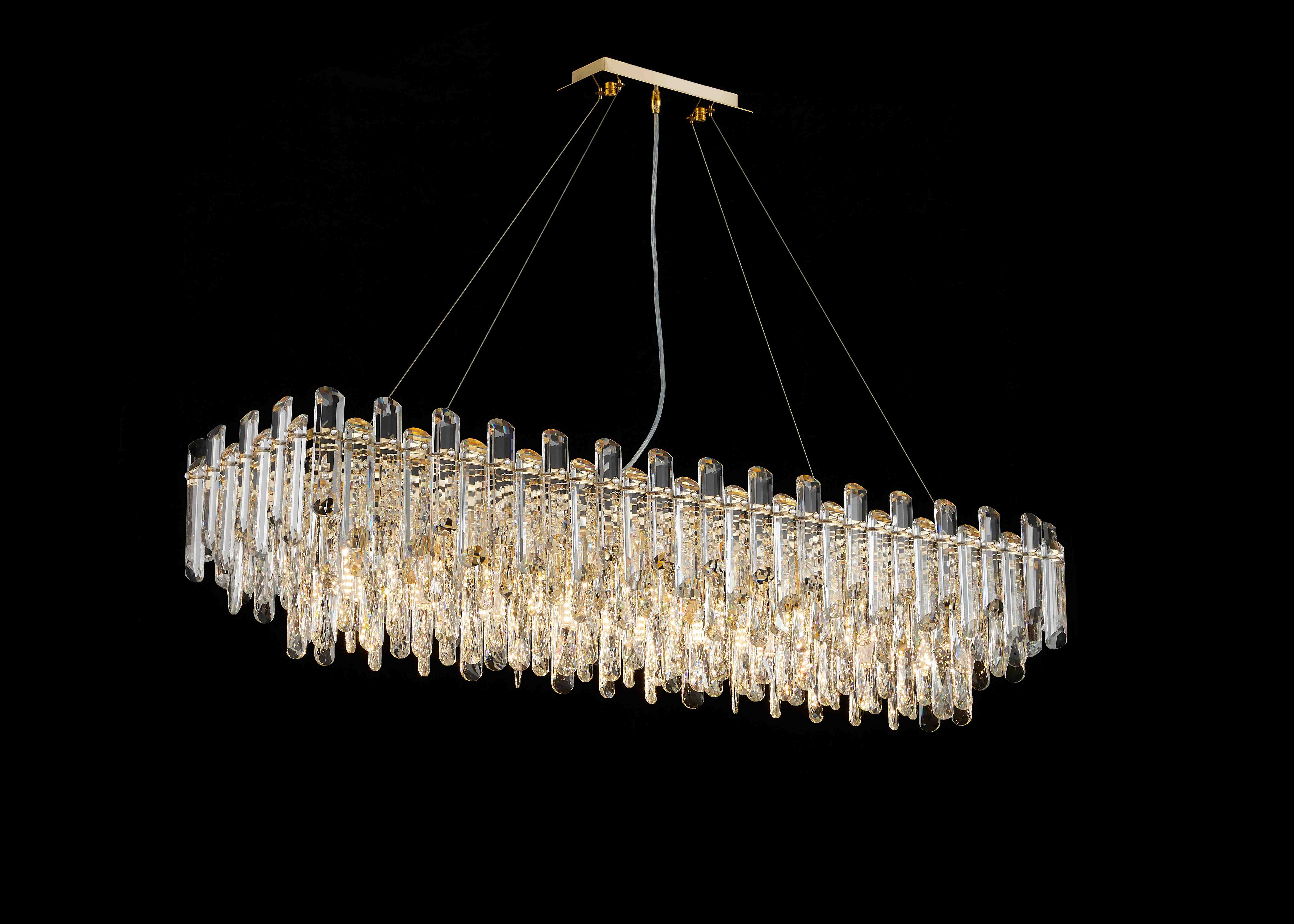 Люстра  1200*300*290, 10*E14, 40W NewRgy Cristallo NW076-L1200*W300*H290 RECTANGLE H GOLD, H GOLD